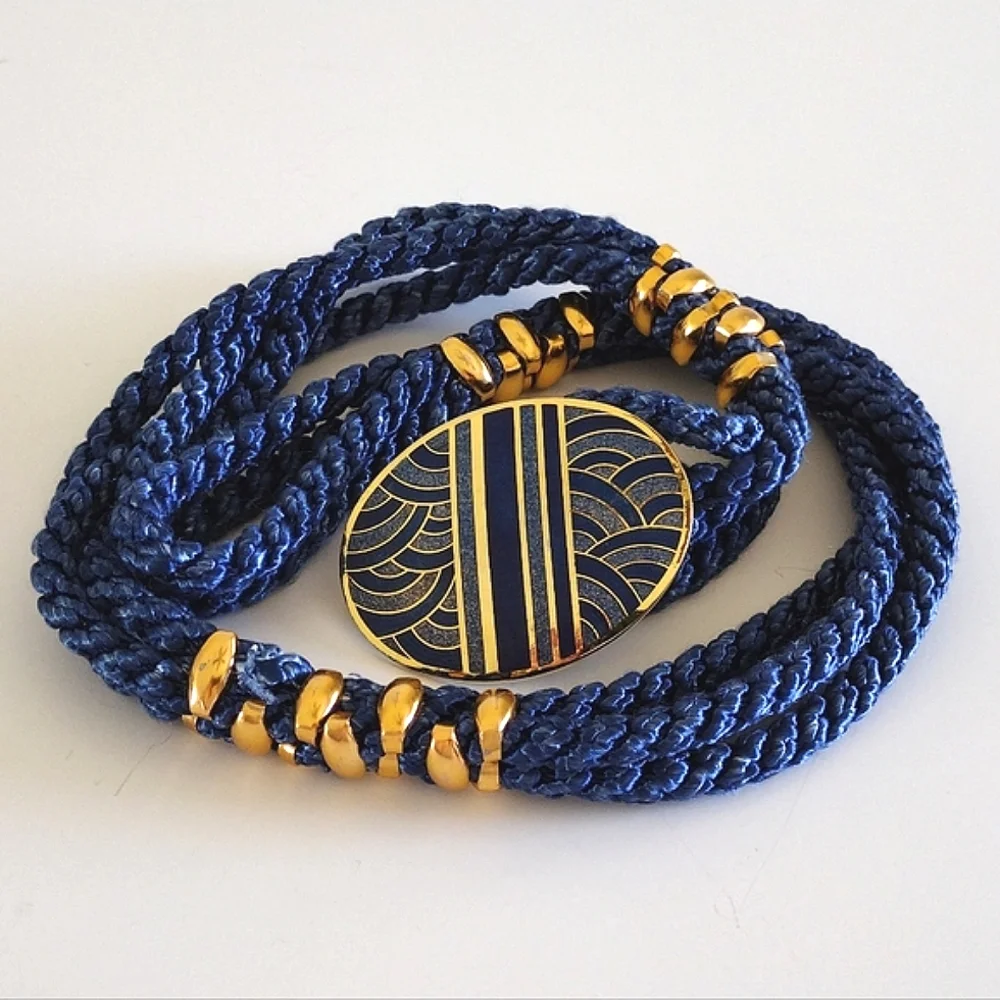 Vintage SITI Belt Enamel Buckle Braided Stretch Rope Belt